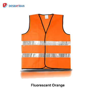 China Top barato 100% poliéster ligero Hi Vis chaleco de seguridad con cintas reflectantes clase 2 Outdoor Running Workwear naranja